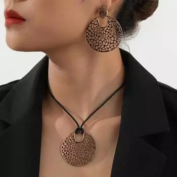 Модный ретро комплект ювелирных изделий ожерелье и браслет для женщин дубильная кора