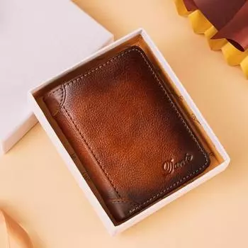 Модный ретро-кошелек тройного сложения, портативный, мягкий кофейный