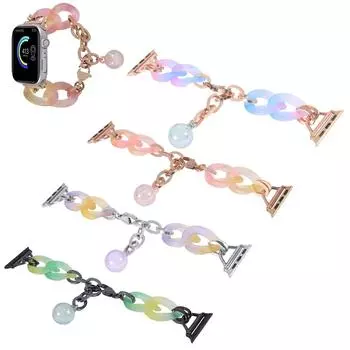 Модный роскошный браслет из смолы для Apple Watch Series 9/8/7/6/5/4/3/2/SE ремешок для часов из нержавеющей стали для IWatch Ultra 2 49 мм 41 мм 45 мм 40 44 мм 38 42 мм ремешок 38 40 41mm зелёный