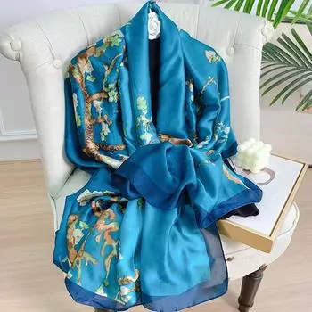 Модный роскошный брендовый дизайнерский шелковый шарф женский солнцезащитный крем пляжное полотенце печать тонкие шали накидки женские платки бандана хиджаб 180X90cm