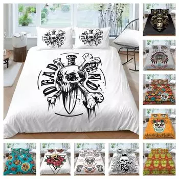 Модный роскошный комплект постельного белья с 3D черепом, пододеяльники, комплекты для женщин и мужчин, домашний декор для спальни, комплект постельного белья королевского размера UK Single 135x200cm