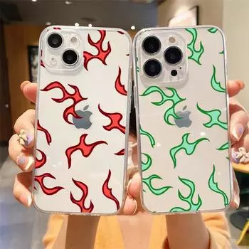 Модный роскошный прозрачный мягкий чехол для телефона с принтом пламени для iPhone 15 14 13 12 11 Pro Max XS X XR 7 8 Plus, противоударный чехол Fundas iPhone XR