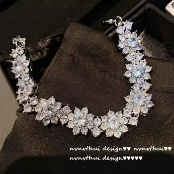 Модный роскошный теннисный браслет из стерлингового серебра 925 пробы, ювелирные изделия, женские блестящие браслеты со снежинками и цирконием, подарок 17-19cm серебряный