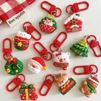 Модный рождественский брелок для ключей, креативный Санта-Клаус, лось, рождественская елка, брелок для женщин и мужчин, украшения сумок, аксессуары, подарки A2