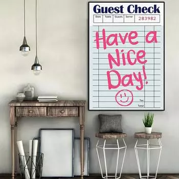 Модный розовый гость в клетку, холст, картина, настенное искусство, печать плакатов, мотивационные цитаты, картина для гостиной, домашний декор, Cuadros 21x30cm No Framed