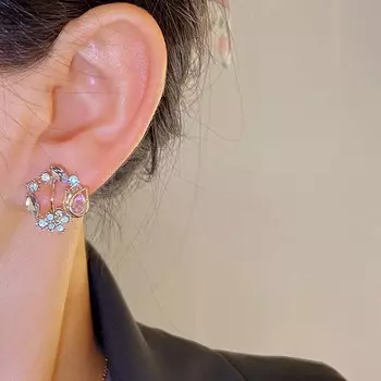 Модный розовый тюльпан-цветок клипса для ушей простой милый клипса для ушей без отверстий для ушей женские праздничные украшения подарки как