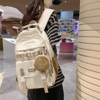 Модный рюкзак большой вместимости в японском стиле для студенток - легкая школьная и дорожная сумка розовый