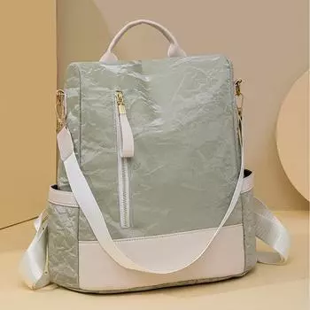 Модный рюкзак из искусственной кожи с цветными блоками, женская многоцелевая сумка через плечо синий