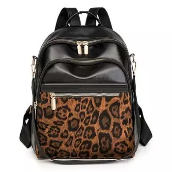 Модный рюкзак на осень и зиму, ретро-леопардовый принт, трендовый выбор женщин. чёрный