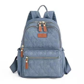 Модный рюкзак с цветочной вышивкой, женский водонепроницаемый оксфордский рюкзак, женский большой вместительный дорожный студенческий школьный рюкзак для девочек 14 inches синий