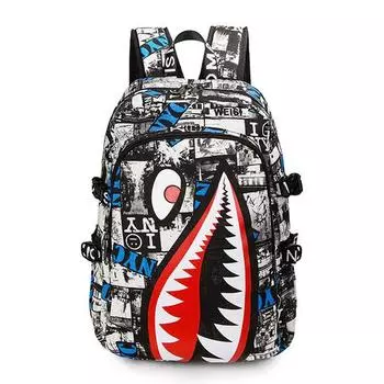 Модный рюкзак с изображением акулы для женщин и мужчин, унисекс с винтажным принтом