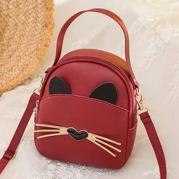 Модный рюкзак с кошкой, многофункциональный мини-маленький рюкзак, через плечо, кроссбоди, сумка для мобильного телефона и мелочи, подарки красный