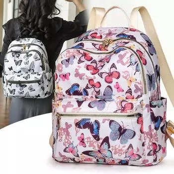 Модный рюкзак Sweet Cherry Butterfly из мягкой нейлоновой ткани, женская сумка через плечо, симпатичная универсальная школьная сумка для девочек-подростков, рюкзак для отдыха на природе и путешествий