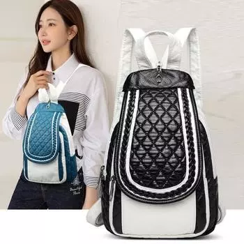 Модный рюкзак женский мягкий кожаный рюкзак женский сумка на плечо дамский дорожный рюкзак большой емкости для девочек чёрный