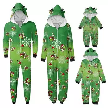 Модный семейный комбинезон с капюшоном и длинными рукавами на молнии 12 M