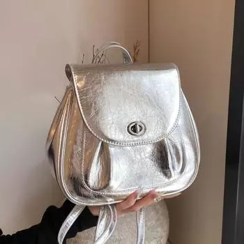 Модный серебряный рюкзак Cross Border для женщин, новинка 2024 года, модный нишевый рюкзак, универсальный повседневный рюкзак для переноски