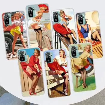 Модный сексуальный чехол для телефона Pin Up Girl в винтажном стиле для Xiaomi Redmi 10 10C 10A 9T 9C 9A 9 Prime 8 8A 7 7A 6 6A K20 K30 K40 Pro S2 Funda Redmi 10