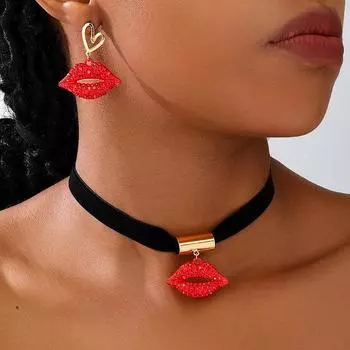 Модный сексуальный и очаровательный комплект украшений Flaming Red Lips для женщин и дам красный