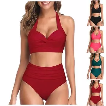 Модный сексуальный однотонный ремешок с открытой спиной, темпераментная пляжная одежда, разделенный купальник бикини S чёрный