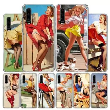 Модный сексуальный пин-ап девушка винтажный чехол для телефона Huawei P30 P20 P10 P40 P50 Pro Mate 20 40 30 10 Lite популярный Fundas Art Huawei P30