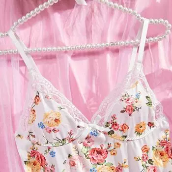 Модный сексуальный подтяжка спинки сексуальный кружевной подтяжка из двух частей цветочный костюм S белый