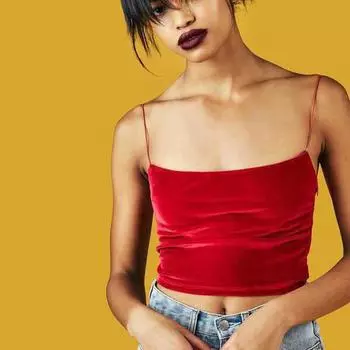 Модный сексуальный топ на бретельках, бархатный короткий укороченный топ, сексуальный топ без рукавов, бюстье, короткий жилет, футболки One size чёрный