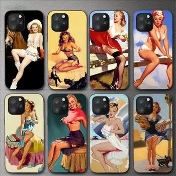 Модный сексуальный винтажный чехол для телефона Pin Up Girl для Iphone 11 12 Mini 13 14 Pro Xs Max X 8 7 6s Plus 5 Se Xr Shell iPhoneXR