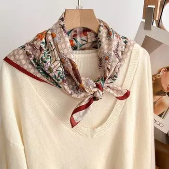 Модный шарф для волос для женщин, легкие шелковые платки на голову, квадратные 68x68cm