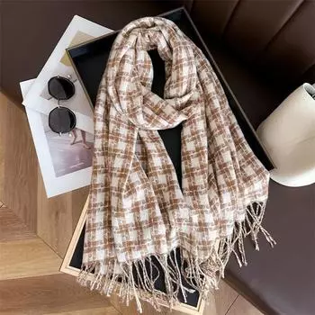 Модный шарф из имитации кашемира Осень Зима Мужской Женский Теплая шейная косынка Аксессуары Шарфы Унисекс Утолщенная шаль Шейная косынка 212x64cm