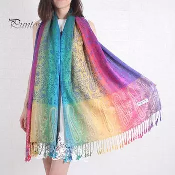 Модный шарф жаккардовый женский шарф-обертка кисточки шарфы универсальная шаль с кисточками по краю подарок на день рождения для девушки себе 200cm чёрный