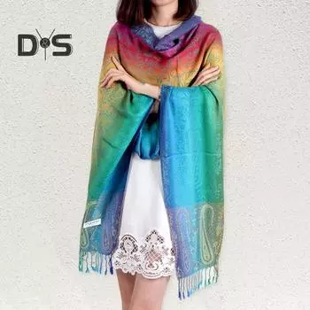 Модный шарф жаккардовый женский шарф-обертка кисточки шарфы универсальная шаль с кисточками по краю подарок на день рождения для девушки себе 200cm чёрный