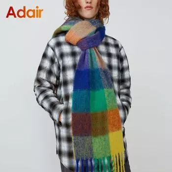 Модный шарф, женские теплые кашемировые повседневные шарфы для женщин, шали, зимние пашмины, чистое одеяло, шарфы, повязка на шею, повязка на голову AD2165 One Size синий