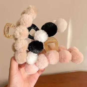 Модный шариковый плюшевый зажим для волос, винтажные заколки из искусственного меха, заколка для волос, большая шпилька, заколки в виде акулы, головные уборы для женщин, аксессуары для волос