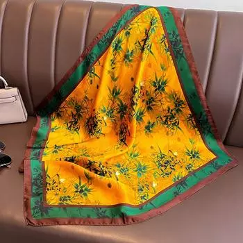 Модный шелковый квадратный шарф для женщин, атласная повязка для волос на шею, мягкая рабочая повязка на шею 2024 года, новый хиджаб, женская бандана-платок