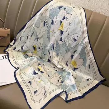 Модный шелковый квадратный шарф для женщин, атласная повязка для волос, мягкая рабочая повязка на шею 2024 года, летний хиджаб, женская бандана 70x70cm