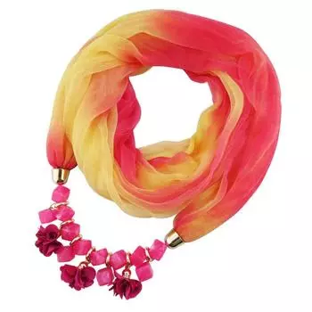 Модный шелковый шарф с градиентным принтом, кубическая ткань из смолы, цветочное ожерелье, шарф с подвеской