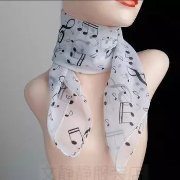 Модный шелковый шарф с принтом музыкальных нот, квадратный шарф, темпераментный, весенне-осенний треугольный шарф двойного назначения для женщин 1 разноцветный