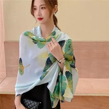 Модный шелковый шарф с принтом, роскошный весенне-осенний бандана, фуляр, шарф, дорожный шарф для защиты от солнца, платок, шаль для мамы 180x90cm
