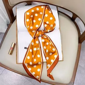 Модный шелковый шарф, женский имитация шелка, весенний и летний шарф, украшение для волос чёрный