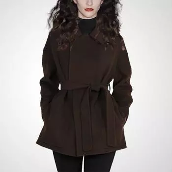 Модный шерстяной плащ большого размера свободного кроя средней длины Curry color 2XL