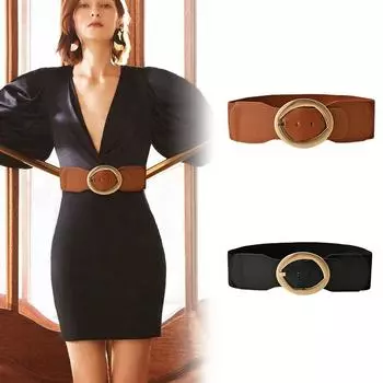 Модный широкий платье-пояс для женщин с имитацией жемчуга и пряжкой в виде сердца, женский пояс, коричневый, черный эластичный женский пояс чёрный