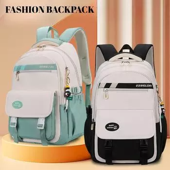 Модный школьный рюкзак для мальчиков и девочек в стиле колледжа, водонепроницаемый Оксфордский модный дорожный рюкзак, многослойный, большой емкости, сумка для книг для учеников младших классов средней школы зелёный