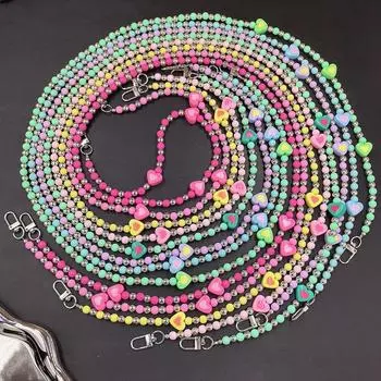 Модный шнурок для телефона через плечо с бисером и жемчугом Love - женский подарок розовый