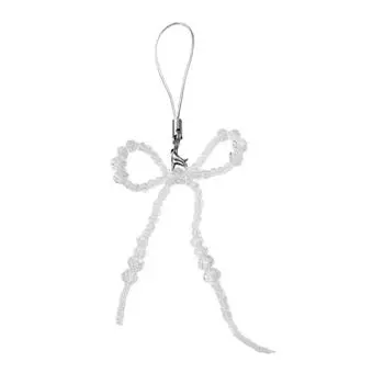 Модный шнурок для телефона с бантиком, брелок, ручная работа, хрустальные бусины, брелок для ключей, бант-бабочка, подвеска для телефона, ремешок против потери прозрачный