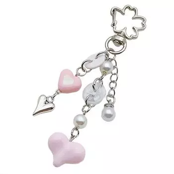 Модный шнурок для телефона с подвеской в виде сердца и брелок с бусинами, красочное кольцо для ключей, уникальный брелок, модный аксессуар