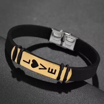 Модный силиконовый браслет с надписью LOVE Love Hollow, для вечеринки в стиле панк, романтический регулируемый браслет на День святого Валентина, подарок на День святого Валентина чёрный