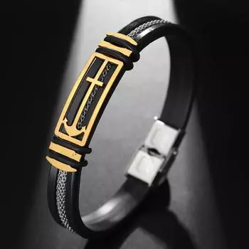 Модный силиконовый браслет с рисунком крест-стрелка для пары, панк-браслет из нержавеющей стали, хип-хоп, праздничный подарок, аксессуары для вечеринок чёрный