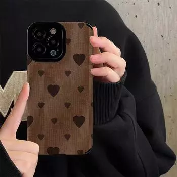 Модный силиконовый кожаный чехол Coffe Love Heart для iPhone 14 13 15 Pro Max Plus 11 12 Mini X XS XR SE 8 7, противоударный полный чехол For iPhone15 Pro Max