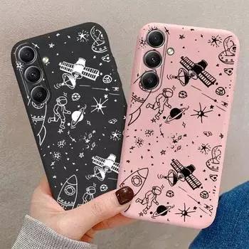 Модный силиконовый матовый чехол для пары из пары «Fashion Planet» для Samsung Galaxy A55 A35 A34 A53 A15 S23 S24 FE S25 M35 M34, противоударный бампер для телефона с защитой от царапин Samsung Galaxy S9 Plus чёрный