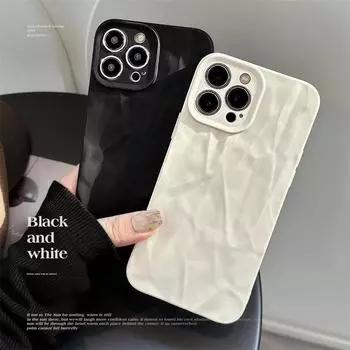 Модный силиконовый складной чехол для телефона с морщинами для iPhone 14 13 12 11 15 Pro Max SE X XS XR 8 7 Plus, мягкий яркий цвет, полное покрытие iPhone 16 Pro Max белый